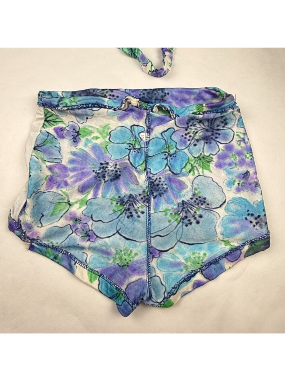 Vintage Sirena Blue Purple Floral 2pc Bathing Suit Size 10 Needs Repairing As-Is - Picture 9 of 13